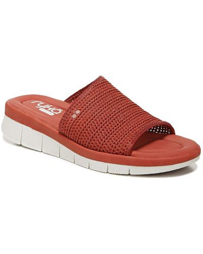 Ryka Ellie Open Toe Slip On Wedge Sandals - Red