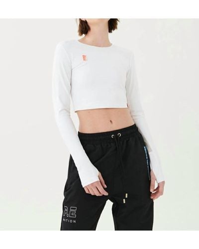 P.E Nation Half Volley Long Sleeve Crop Top - White