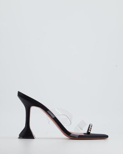 AMINA MUADDI Satin Heels With Perspex Strap And Crystal Detail - Black