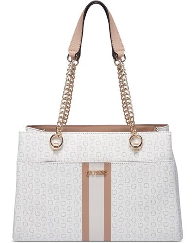 Guess Factory Daxton Logo Satchel in Natural
