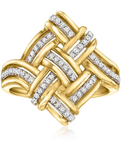 Ross-Simons Diamond Woven Square Ring - Metallic