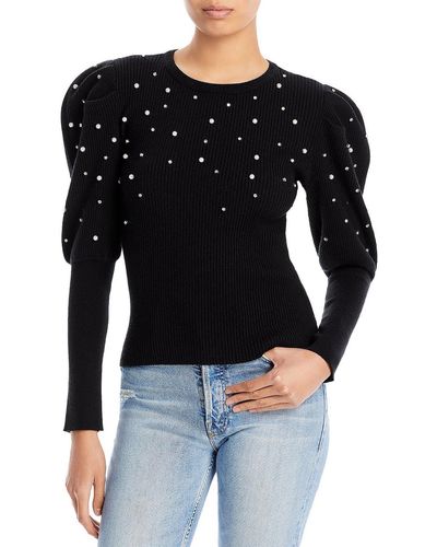 Jonathan Simkhai Embellished Crewneck Pullover Sweater - Black
