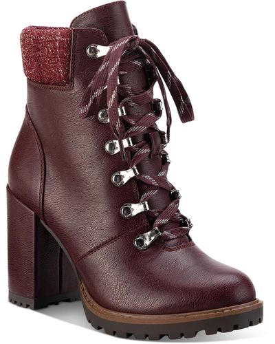 Sun & Stone Octavia Faux Leather Ankle Combat & Lace-up Boots - Purple