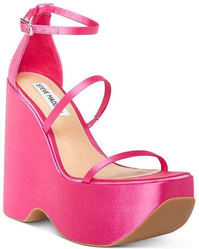 Steve Madden Varia Satin Strappy Wedge Heels - Pink