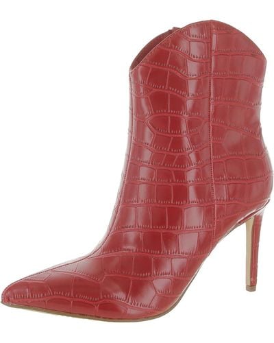 Marc Fisher Revati 2 Faux Leather Pointed Toe Ankle Boots - Red