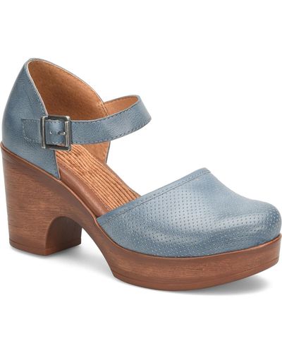 b.ø.c. Gia Faux Leather Peforated Clogs - Blue
