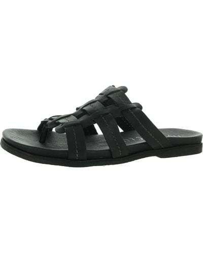 Musse & Cloud Persy Leather Slip On Slide Sandals - Black