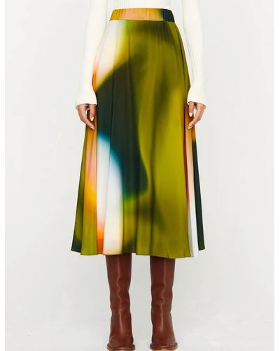 Marie Oliver Cambrie Printed Silk Midi Skirt - Yellow