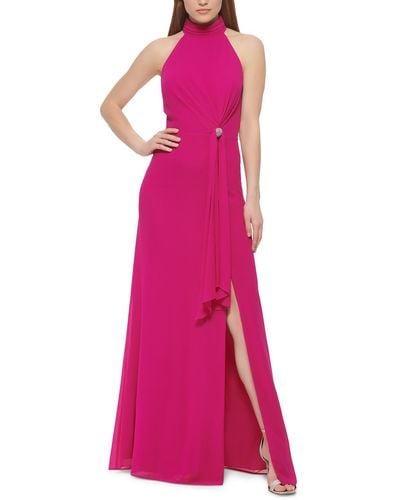 Vince Camuto Ruched Long Evening Dress - Pink
