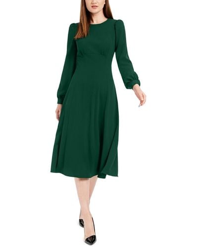 Calvin Klein Crewneck Midi Wear To Work Dress - Green