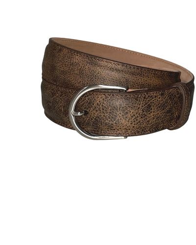 W. Kleinberg Outlaw Calf Belt With Brushed Nickel Buckle - Brown