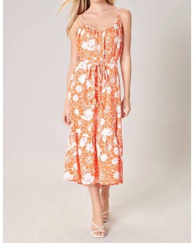 Sugarlips Apricot Floral Scoop Neck Midi Dress - Pink