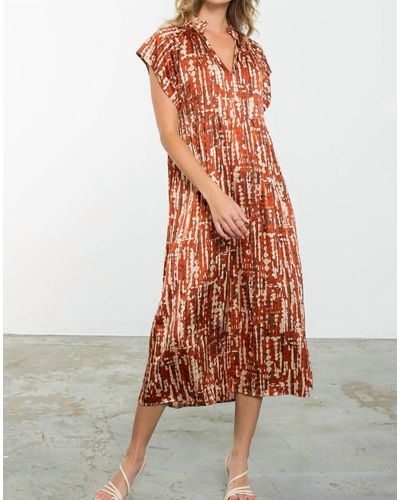 Thml Mariana Short Sleeve Print Dress - Orange