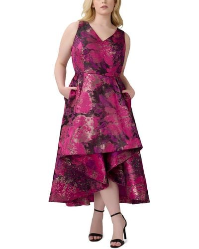 Adrianna Papell Plus Jacquard Sleeveless Midi Dress - Purple