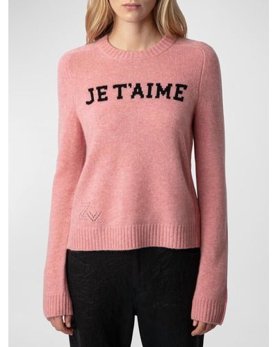 Zadig & Voltaire Lili Je T'aime Cashmere Sweater - Pink