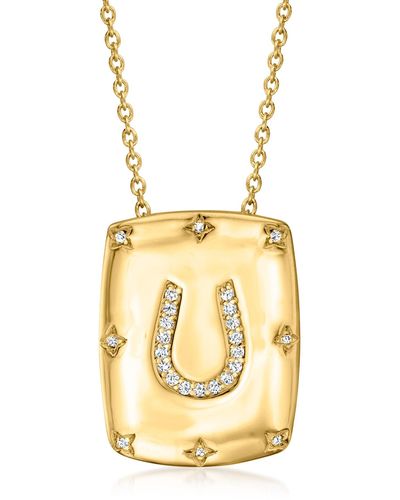 Ross-Simons Diamond Horseshoe Pendant Necklace - Metallic