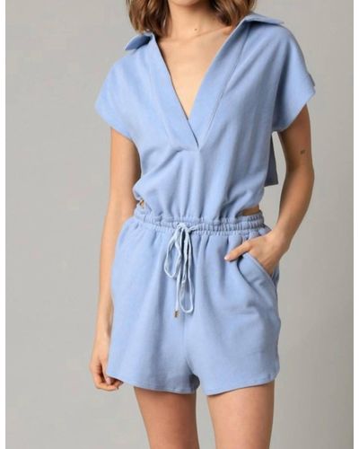 Olivaceous Collared Romper - Blue