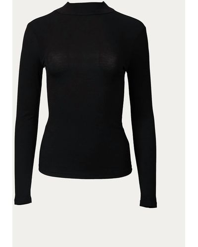 By Together Stretch Cotton-jersey Mock Neck Top - Black