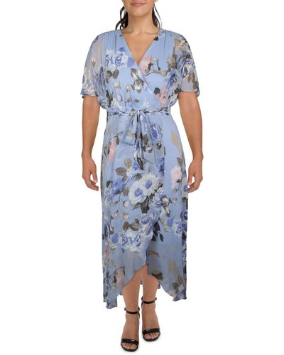 Jessica Howard Chiffon Maxi Fit & Flare Dress - Blue