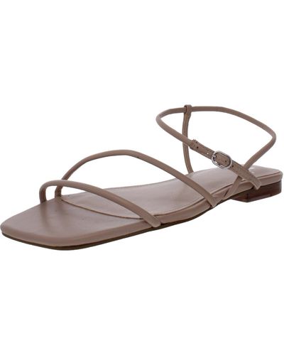 Marc Fisher Marg Leather Slingback Flat Sandals - Gray