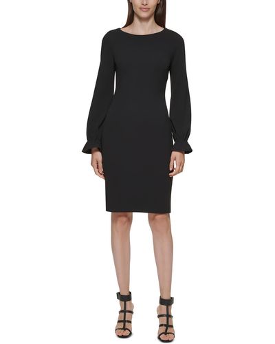 Calvin Klein Bell Sleeve Above Knee Shift Dress - Black