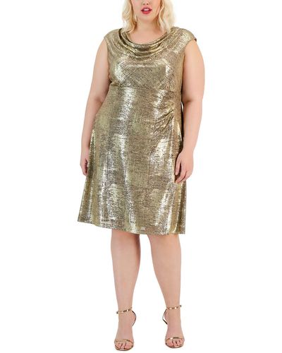 Connected Apparel Metallic Short Cocktail And Party Dress