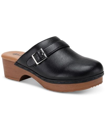 Style & Co. Dakotaa Faux Leather Mule Sandals - Black