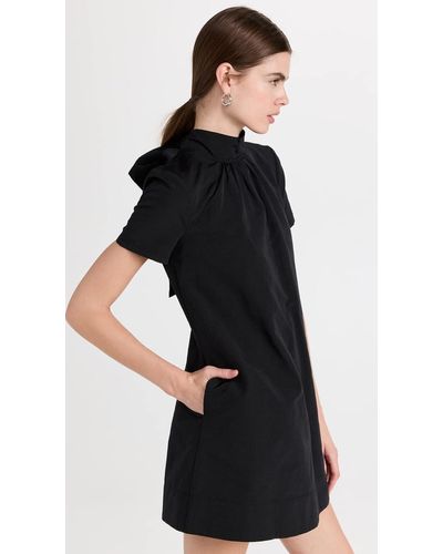 STAUD Ilana Mock Neck Short Sleeves Mini Dress - Black