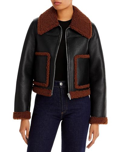 A.L.C. Fleece Lined Faux Leather Leather Jacket - Black