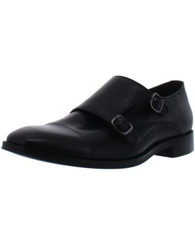 The Men's Store Leather Slip On Monk Shoes - Black