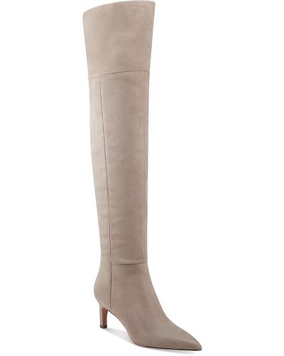 Marc Fisher Padded Insole Faux Suede Knee-high Boots - White