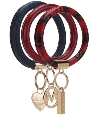 MKF Collection by Mia K Jasmine Vegan Leather 's Wristlet Keychain Set - 3 Pieces - Metallic