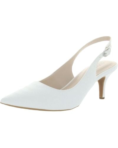 Alfani Babbsy Pointed Toe Slingback Heels - White