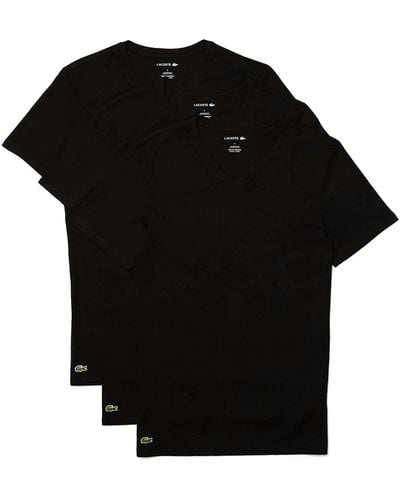 Lacoste Slim Fit V-neck T-shirts Undershirts - 3 Pack - Black