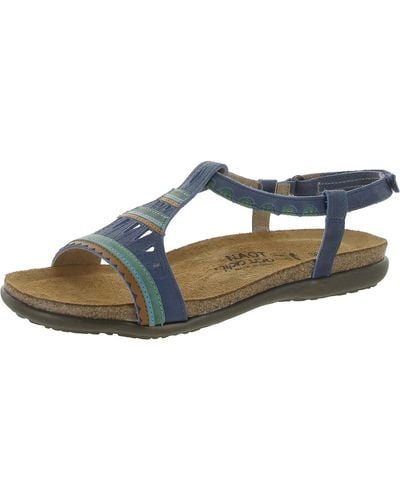 Naot Odelia Nubuck Ankle Strap T-strap Sandals - Blue