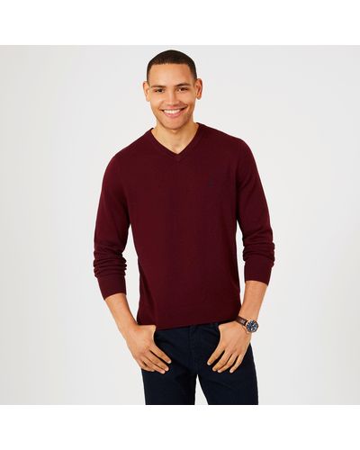 Nautica Big & Tall Jersey V-neck Sweater - Red