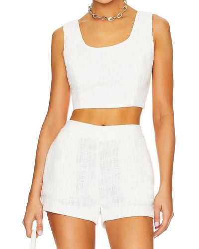 Central Park West Simone Tweed Shorts - White