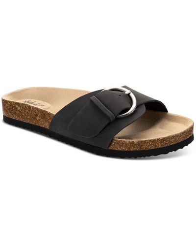 Style & Co. Elisaa Faux Leather Footbed Slide Sandals - Brown