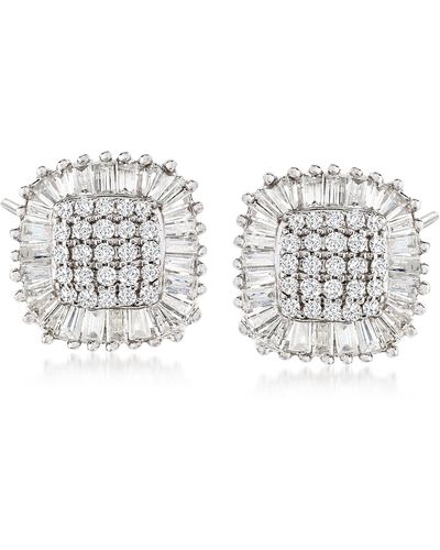 Ross-Simons Diamond Square Cluster Stud Earrings - Metallic