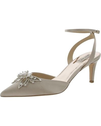 Badgley Mischka Kaley Leather Sole Ankle Strap Pumps - Natural