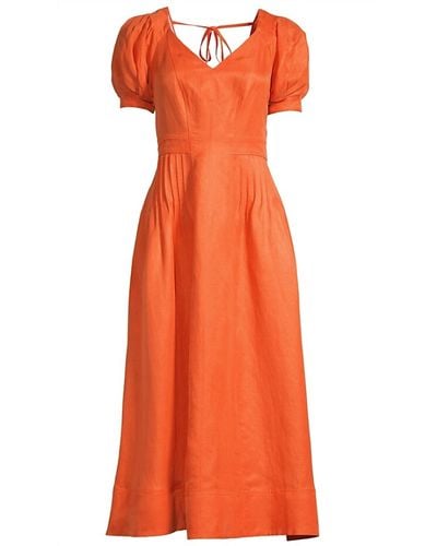 Ted Baker Opalz Fit And Flare Puff Sleeve Midi Dress - Orange
