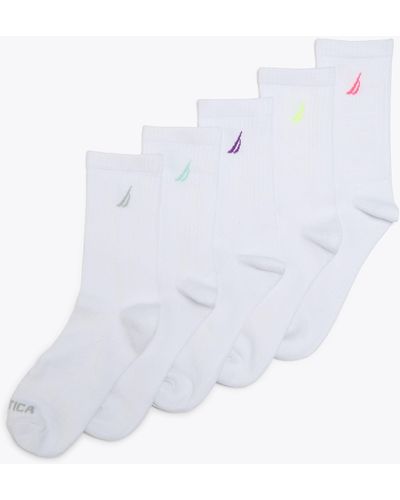 Nautica Crew Socks, 5-pack - White