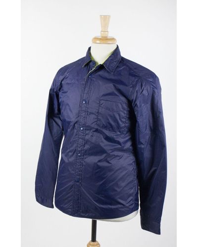 Mauro Grifoni Blue Snap Button Reversible Nylon Jacket W/ Green Lining