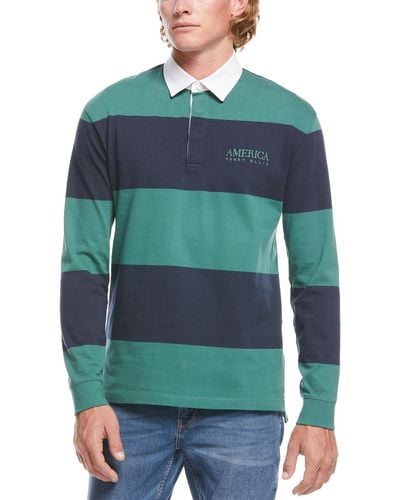 Perry Ellis Stripe Rugby Polo - Green