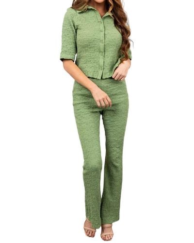 She + Sky Textured Knit Pants - Green