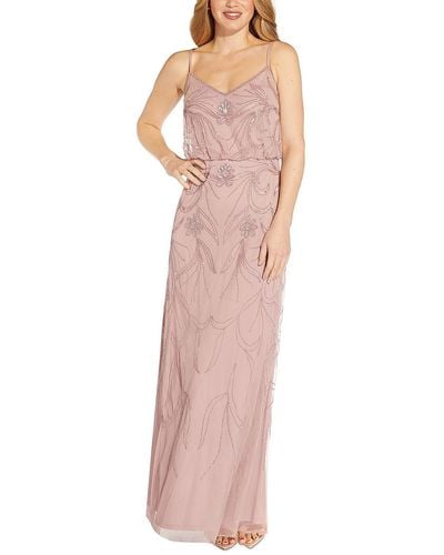 Adrianna Papell Plus Blouson Maxi Evening Dress - Pink