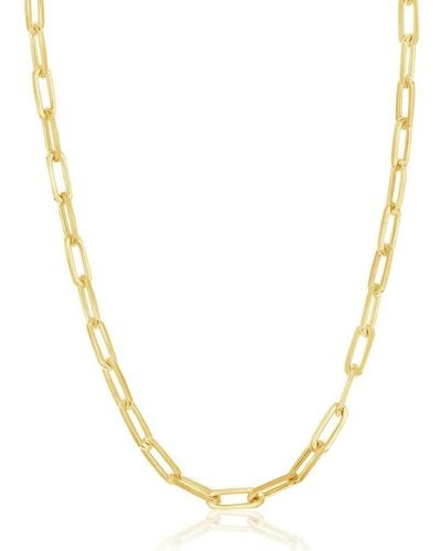Simona Sterling Silver 3.2mm Paper Clip Chain - Gold Plated - Metallic