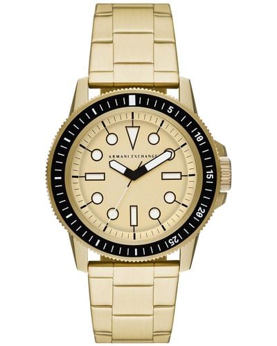 Armani Exchange Classic Quartz Gold Dial Watch - Metallic