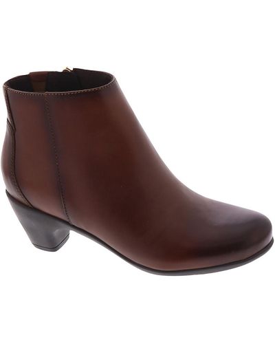 Easy Spirit Leather Block Heel Ankle Boots - Brown