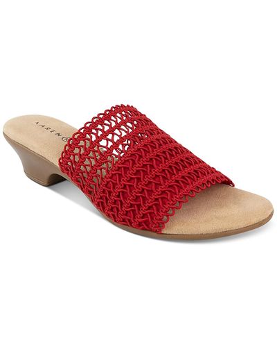 Karen Scott Elsa Open Toe Slip On Slide Sandals - Red